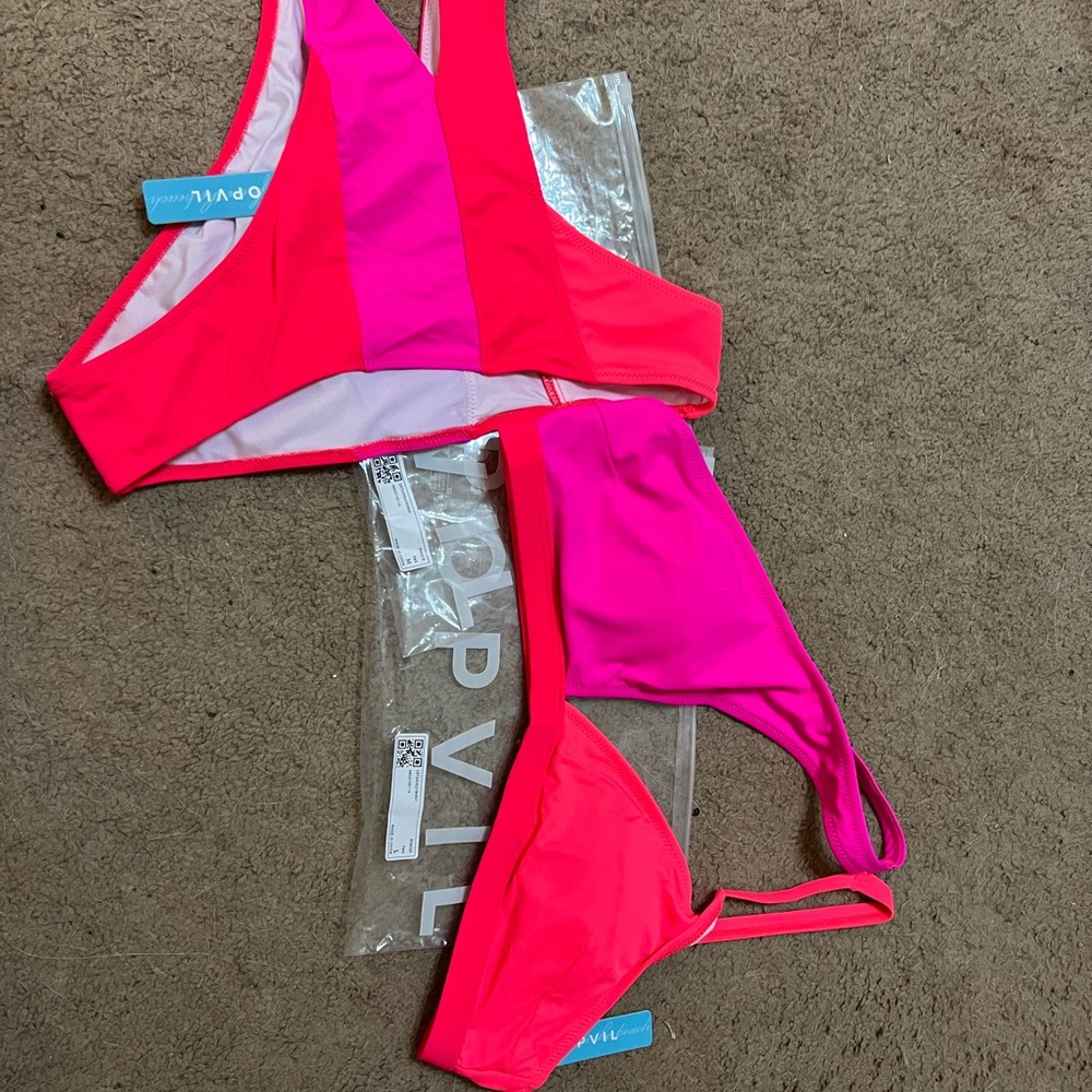 Vivi Pink and Red Bikini Set